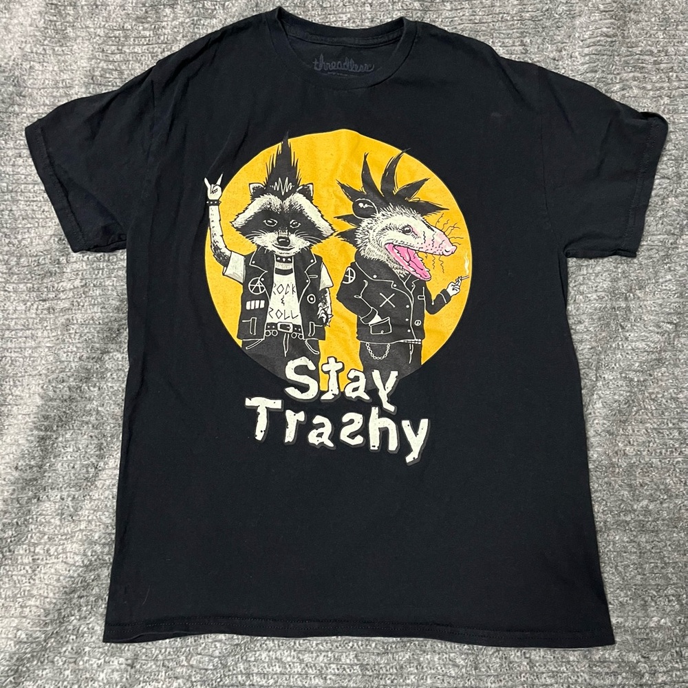 Threadless Black and Yellow Stay Trashy T-Shirt